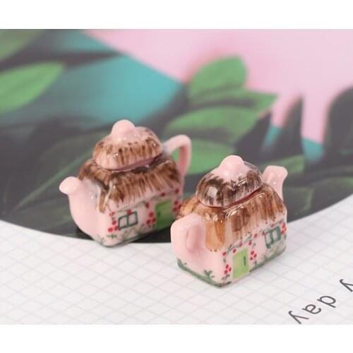 Hand Painted Porcelain Cup Kettle Tea Pot Tableware 1/12 Miniature Dollhouse Miniatures Kitchen Toy Dollhouse Accessories