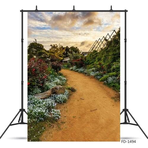 Garden Path Flowers Photography Backgrounds for Photo Studio Vinyl Cloth Portrait Photo Backdrop for Kid Baby Photophone