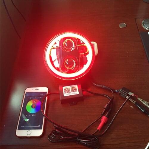 5-3/4 RGB Multi-Color White Red Blue Green LED Halo Angel Eye Headlights 5.75 inch LED Projection moto for Harley Headlight