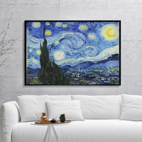 Starry Night by Vincent Van Gogh Famous Artist Art Print Wall Picture Canvas Oil Painting Home Wall Decor