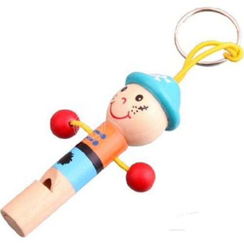 Creative cute children cartoon wooden toy hanging pirate key fob small whistle musical instrument gift music puzzle