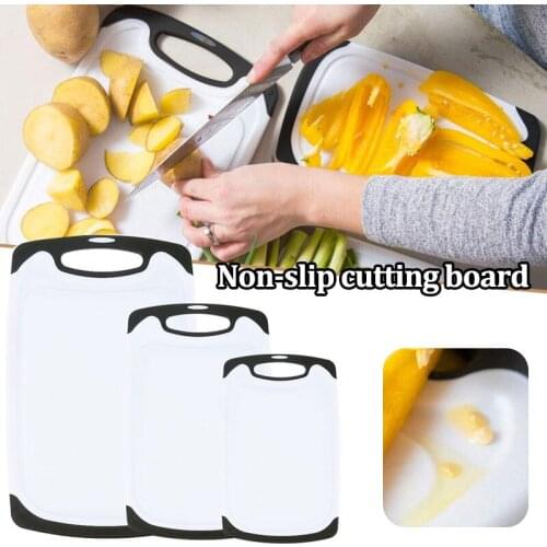 Kitchen Cutting Board Easy-Grip Handles Safe Non-Slip Plastic Chopping Board Set For Kitchen A1