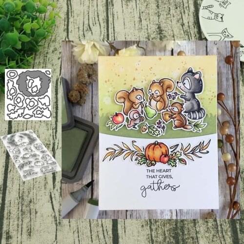 Animal wreath Metal Cutting Dies and clear stamps for DIY Scrapbooking Card Making Decoration Supplies