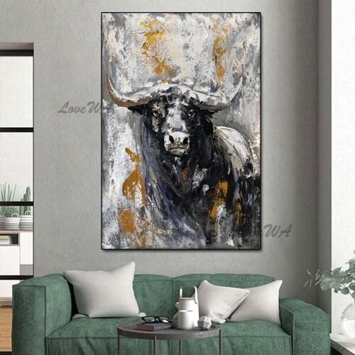 New Arrival Abstract 100% Handpainted Painting Of Magnificent Bull On Canvas Modern Home Decoration Picture For Living Room