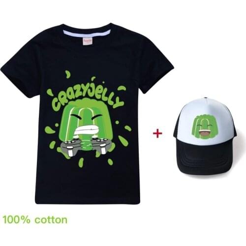 New Summer Toddler Angry Youtube Children T-shirts For Boys Girls Clothes Cartoon Kids T-shirts And sun hat Childrens clothing