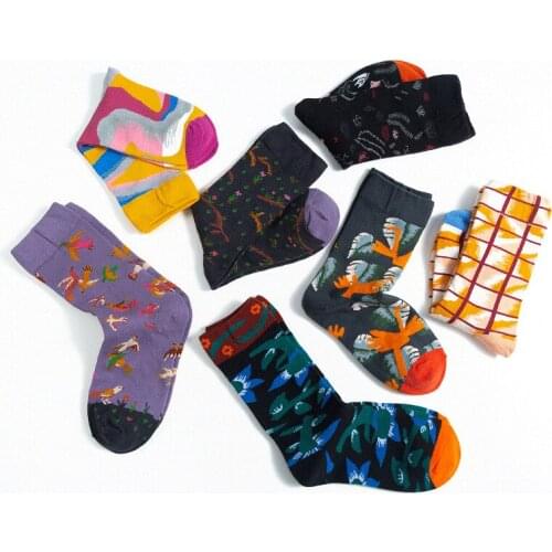2020 New Cartoon Cotton Winter Socks Skate Casual Men Women Couple Socks Graffiti Short Happy Personality Funny Fashion Socks