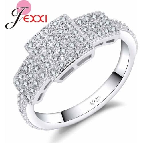 True Love Wedding Ring Dazzling 925 Sterling Silver Inlay Paved Cubic Zirconia Stone Jewelry for Engagement Proposal