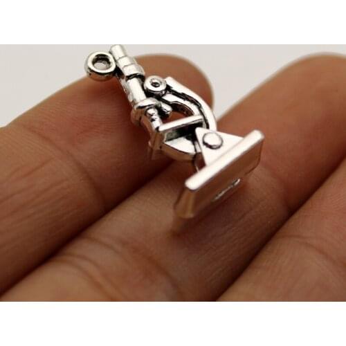 10pc Wholesale Price 3D Microscope Instrument Charms 11*21mm Antique Silver Plated Pendant For Handmade Jewelry Accessories