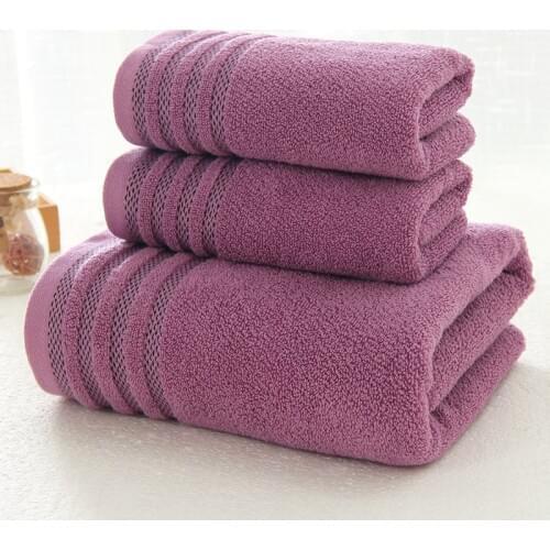 New Stripe Cotton Towel Bath Towel of Three Sets Solid Color Thicken Bathroom Towels Set Soft Comfortable Unisex Toalhas 140x70