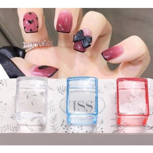 Nail Square Stamper Easily Clean Print Image Transparent Silicone Nail Scraper Polish Manicure Plate for Female