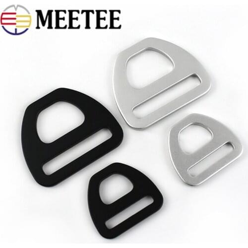 Meetee10pcs 15/20/25/38mm Aluminum Alloy Strap Hang Hook Pet Tape D Ring Buckle DIY Adjustment Belt Buckles Webbing Slider Clasp
