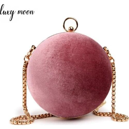 Circular Shape Ladies Clutch Bag Women Evening Party Faux Suede Wedding Purse Chain Shoulder Bag Elegant Handbag ZD1114