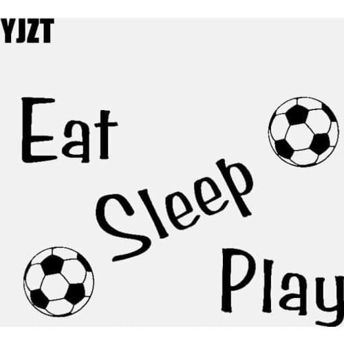 YJZT 15.1CM*10.9CM "Eat Sleep Play " Car Sticker Decal Vinyl Football Black/Silver C3-1659