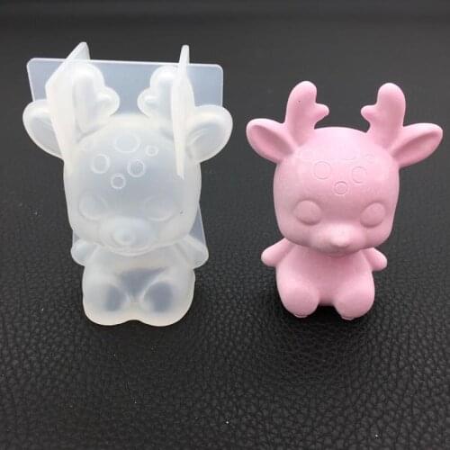 1Pcs Mirror 3D Silicone Bear Unicorn Cat Christmas Plum Blossom Deer Mold DIY Kitchen Baking Tools Soap Mold Fondant Cake Decor