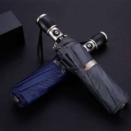 10 Bone Men Business Umbrella Black Automatic Folding Sun Umbrella Windproof Paraplu Gift Box Double Umbrella Uv Parasol B65