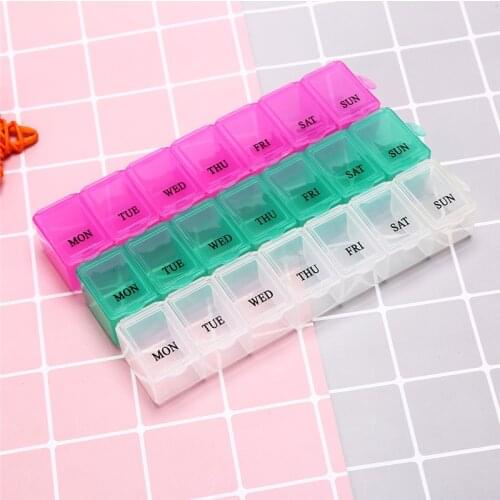 1Pc Weekly Tablet 7 Days Pill Medicine Box Holder Organizer Container Case Pill Box Splitters 3 Colors