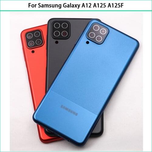 10PCS For Samsung Galaxy A12 A125 A125F A125F/DS Battery Back Cover Rear Door Housing Case With Side Button Camera Lens Replace