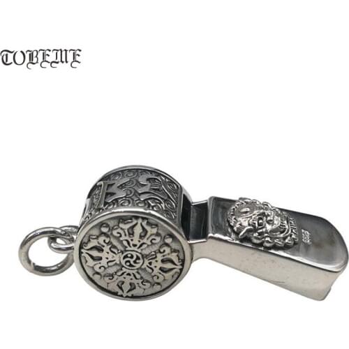 100% 925 Silver Tibetan Six Words Dorje Whistle Pendant Buddhist Vajra Whistle Pendant 925 Sterling Tibetan Pendant