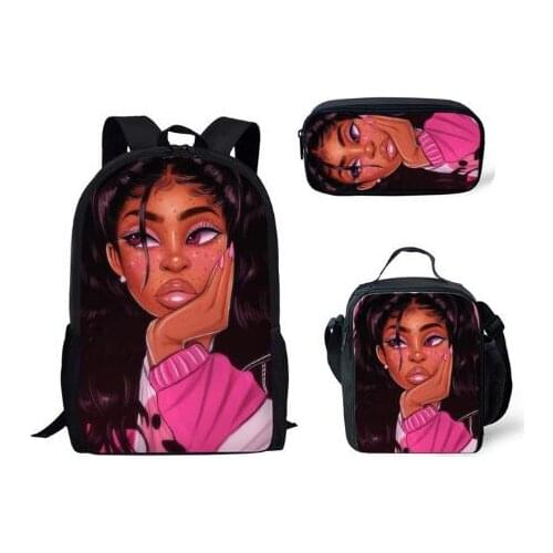 16 inch Large Capacity Book Bags for Kids Black Art African Girls Printing School Bags Children Primary Schoolbag Bagpack