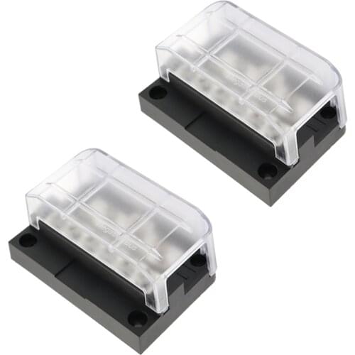 2 Set 100A 12 Circuit Fuse Block Negative Bus Bar & Protection Cover, Bolt Connect Terminal for Vehicle Car RV Boat Marine