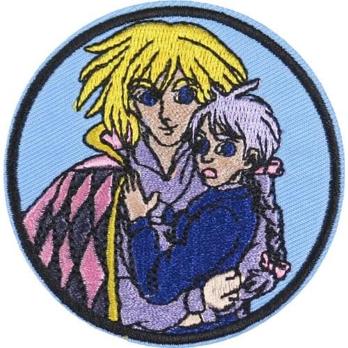 2PCS Howls Moving Castle Embroidered Patch Cartoon Hal Sophie Iron on Appliques for Clothing Badge DIY Sewing Accessories