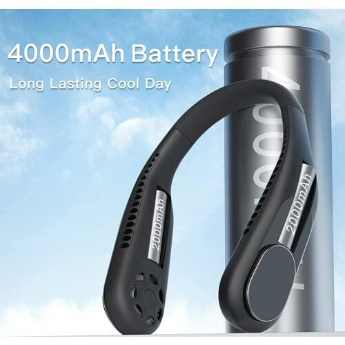 2021 Summer Hands-free Neck Fan Sports Cooling Fan USB Rechargeable Bladeless Neck Hanging Fan Adjustable Portable Air Cooler
