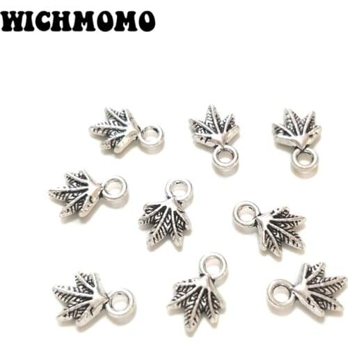 2019 New Fashion 12mm 50pieces/bag Zinc Alloy Leaves Charms Pendant for Earring Bracelet Jewelry Accessories