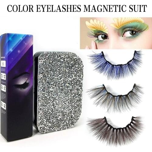 3 Pairs False Eyelashes with 5ml Magnetic Eyeliner Set Color False Eyelash Kit 3D Mink Lashes