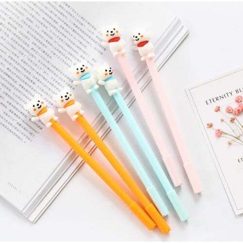 36pcs/lot Cute Cartoon Kawaii Bear Silicone Gel Pen Roller Ball Pens Black Blue Ink Office School Creative Students Stationery