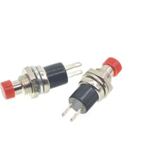 50Pcs Red Cap 7mm Mini Lockless Momentary ON/OFF 2 Pin Push Button Switch