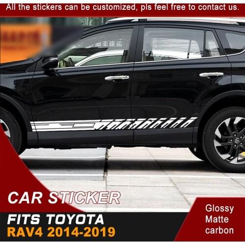 Car Decals 2 Pcs Cool Racing Side Door Pattern Graphic Vinyls Scratch Protect Car Accessories Sticker Custom Fit For Toyota Rav4