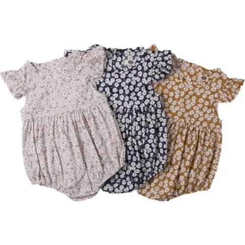 0-24M Newborn Baby Girl Floral Bodysuit Short Sleeve Jumpsuit Outfits Clothes Summer