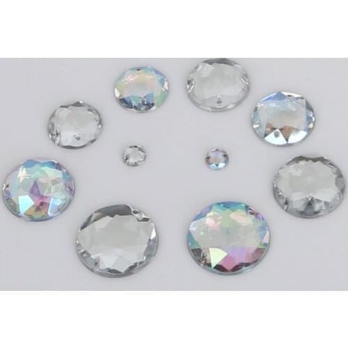 6/8/10/12/14/16/18/20mm 20-200pcs Flatback Acrylic Beads For Clothes Shoes Arts Crafts Sewing Apparel Fabric Rhinestones DIY