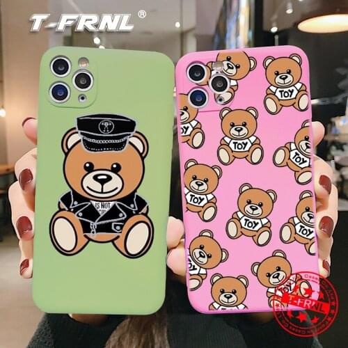 Cartoon cute Bear Phone Case For iPhone 12 Mini 11 Pro XS Max XR X 7 8 Plus multiple colour Soft Cover for Coque iPhone 11 case