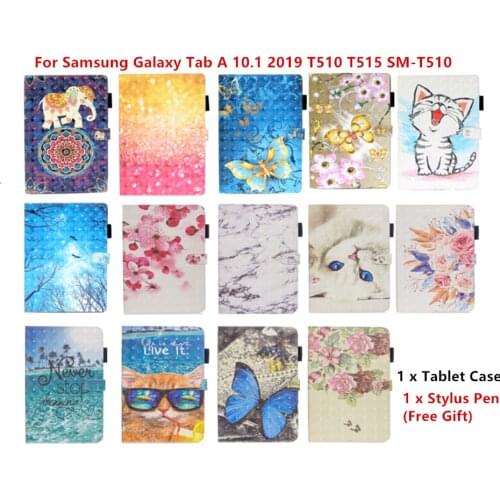 Cute Cat Elephant Butterfly Case For Samsung Galaxy Tab A 10 1 2019 SM-T510 SM-T515 SM T510 Cover Tablet Stand Tab A 10 1 Shell