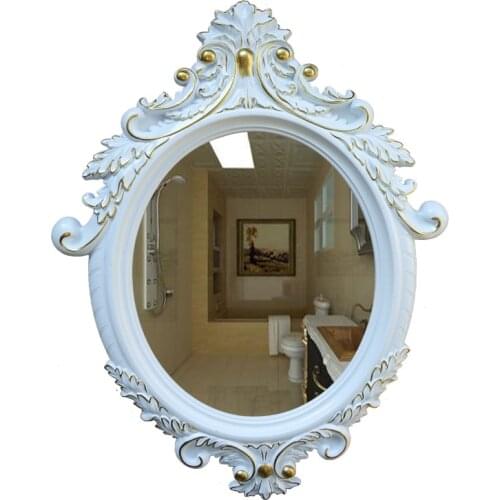 Decorative Oval Wall Mirror, White Wooden Frame for Bathrooms, Bedrooms, Dressers, and Antique Princess Decor