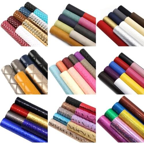 David accessories 9pcs/set 20*33cm Bump Faux Synthetic Leather Fabric Sheet Set DIY Phone Case Bow Bag Material,1Yc10874
