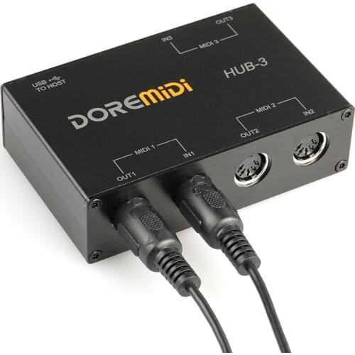 DOREMiDi HUB-3 MIDI Keyboard Adapter Converter Cable MIDI Host 3×3 Interface Box Controller USB Power Music Editor Converter