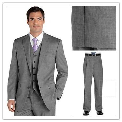 Custom Made Groom Tuxedo Groomsmen Light Gray Wedding/Dinner/Evening Suits Best Man Bridegroom (Jacket+Pants+Tie+Vest) B21