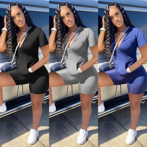 Echoine Zipper Short Sleeve Tee Top with Pocket Shorts Set Tracksuit cycling shorts Two Piece Set Sportwear Jogger Suit Outfits