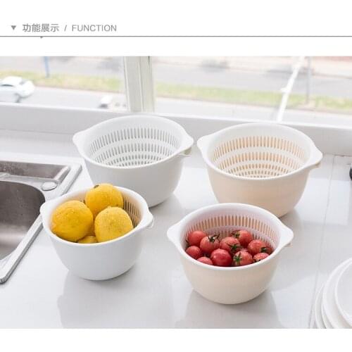 Creative Japanese double layer drain basket Washing basin living room Fruit plate household Small plastic Vegetable basket Washi