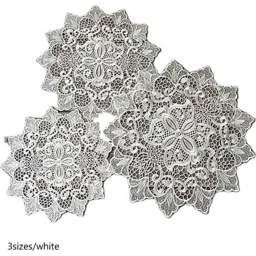 HOT Lace white Round Embroidery table place mat drink pad Cloth dish placemat cup mug dining tea coaster Christmas doily kitchen