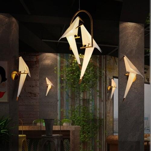 Art Modern Paper Crane Metal Chandelier For Restaurant Living Room Dining Room Childrens Room LED Bird Design Bird Lamp