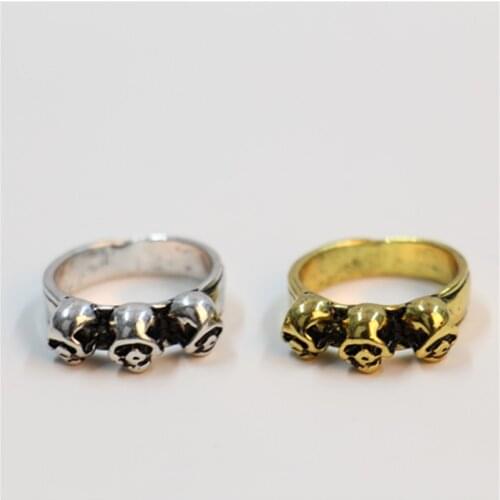 Trendy Classic punk style rings The three skulls of style restoring ancient ways rings Wholesale