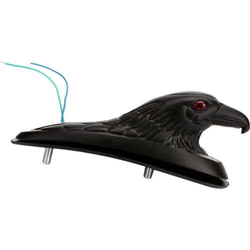 Motorcycle Motorbike Eagle Head Ornament w/Red Lighted Eye Black Aluminum Front Fender