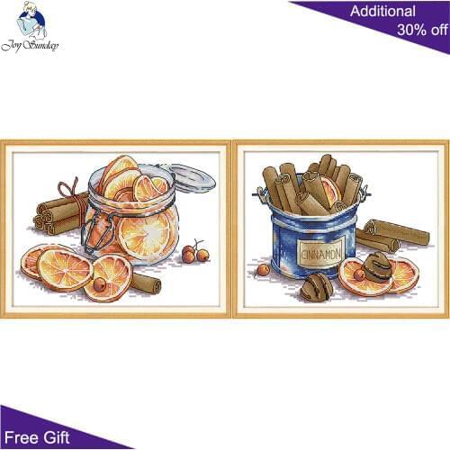 Your Gift J436 J437 14CT 11CT Counted and Stamped Lemon Cinnamon Home Decor Needlepoint Embroidery Cross Stitch Kits