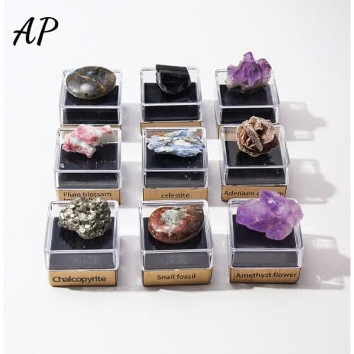 A SET Natural Crystal Rough Quartz Health Energy Stone Amethyst Cluster Mineral Specimen Collection Gift Box