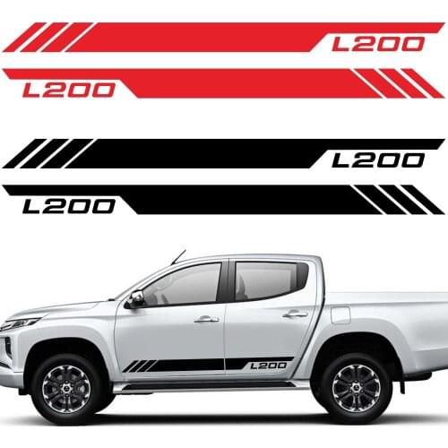 2PCS Car Side Body Stickers For Mitsubishi L200 2011-2019 Off Road Pickup Car Skirt Stripe Decals DIY Auto Tuning Accessories