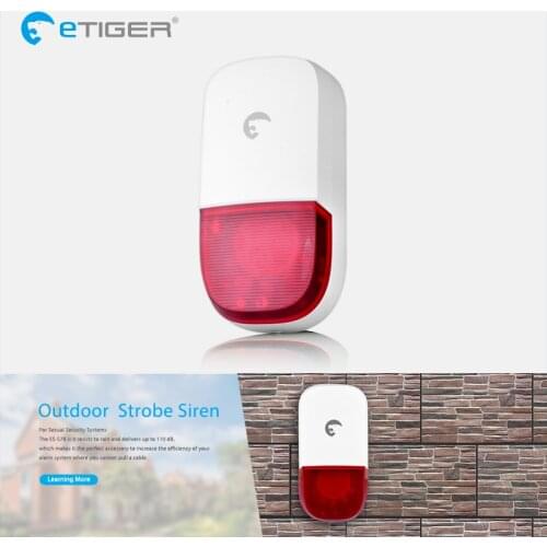 ETIGER 433mhz 110dB Outdoor Wireless Flashing Siren Strobe light Siren for eTIGER Security Alarm System