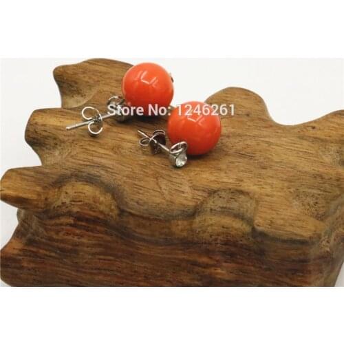 8mm Natural Accessories Orange Seashell Pearl Beads Earbob Earrings Fashion Women Jewelry Making Design Christmas Girls Gifts